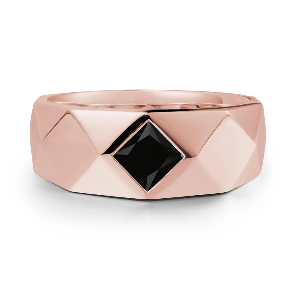 Wide Band Multi-Faceted  Black Spinel Ring - Image 4