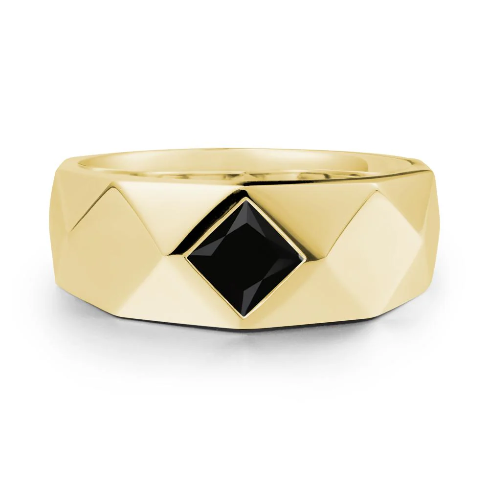 Wide Band Multi-Faceted  Black Spinel Ring - Image 6