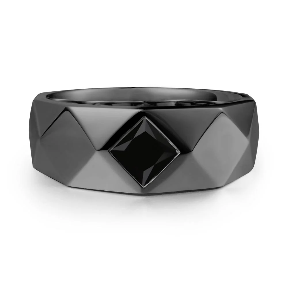 Wide Band Multi-Faceted  Black Spinel Ring - Image 7