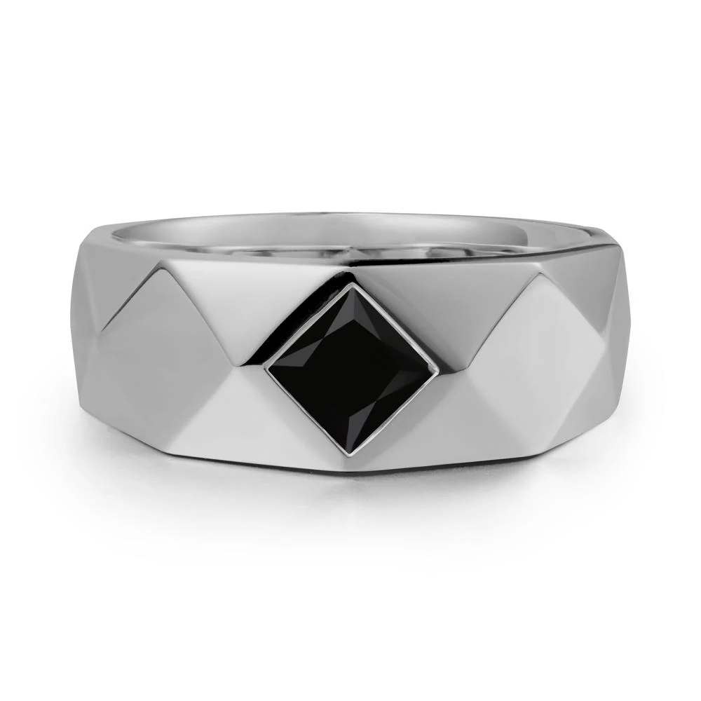 Wide Band Multi-Faceted  Black Spinel Ring - Image 8