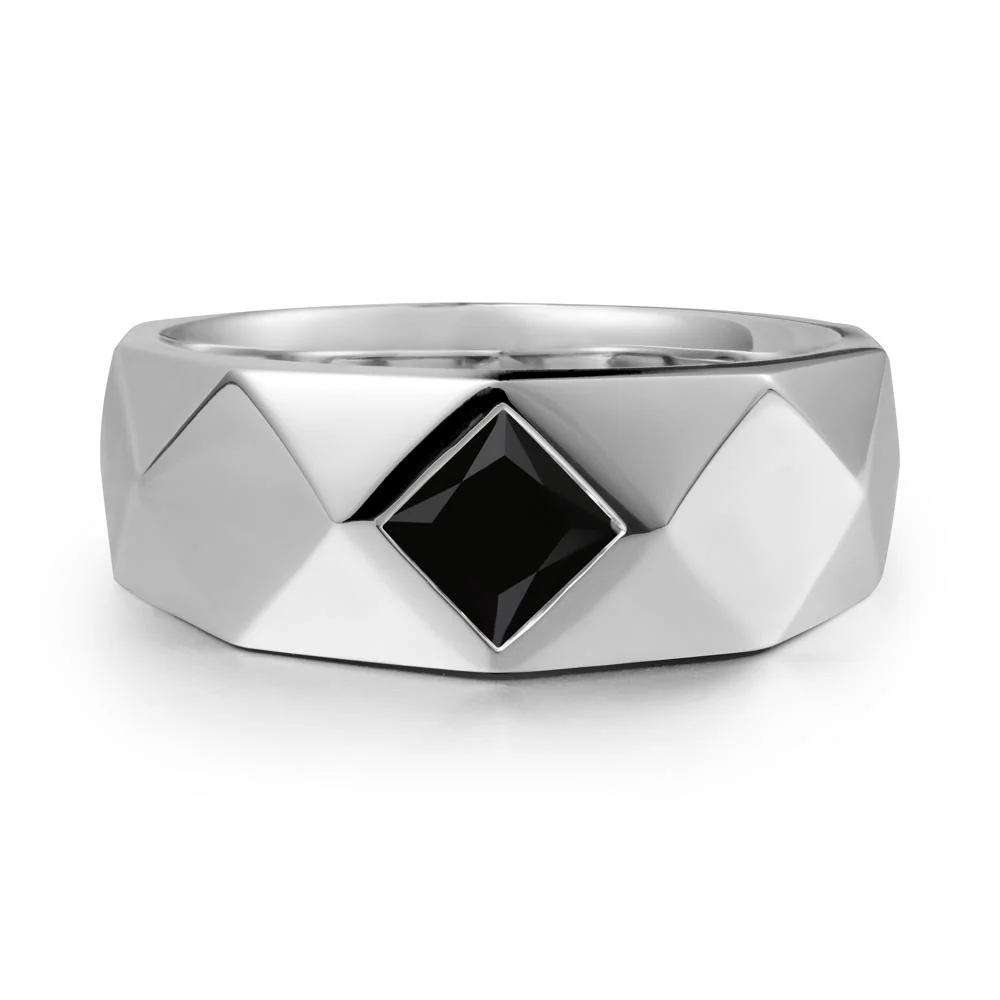 Wide Band Multi-Faceted  Black Spinel Ring - Image 9