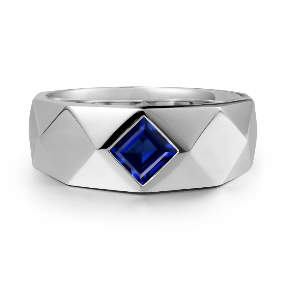 Wide Band Multi-Faceted Sapphire Ring