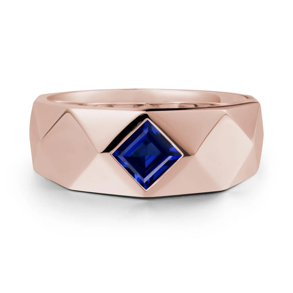 Wide Band Multi-Faceted Sapphire Ring - Image 2