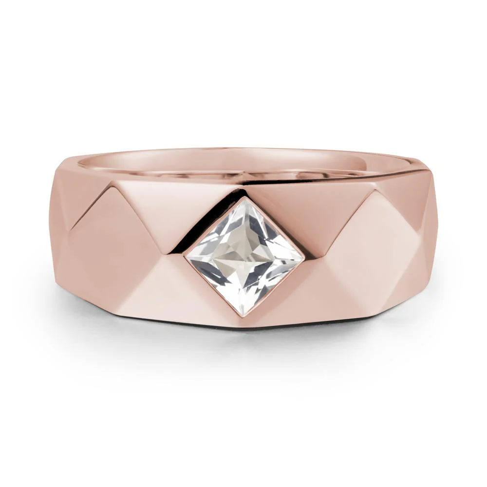 Wide Band Multi-Faceted  White Topaz Ring - Image 2