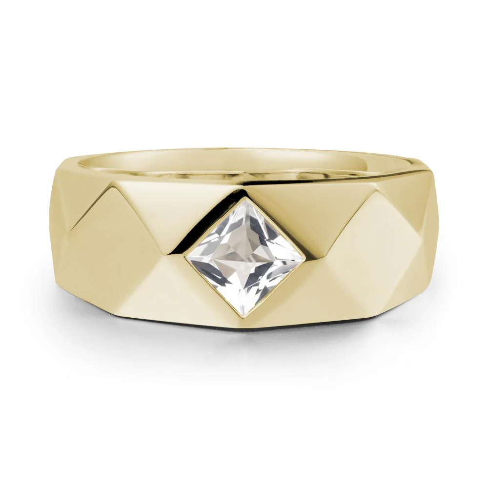 Wide Band Multi-Faceted  White Topaz Ring - Image 4