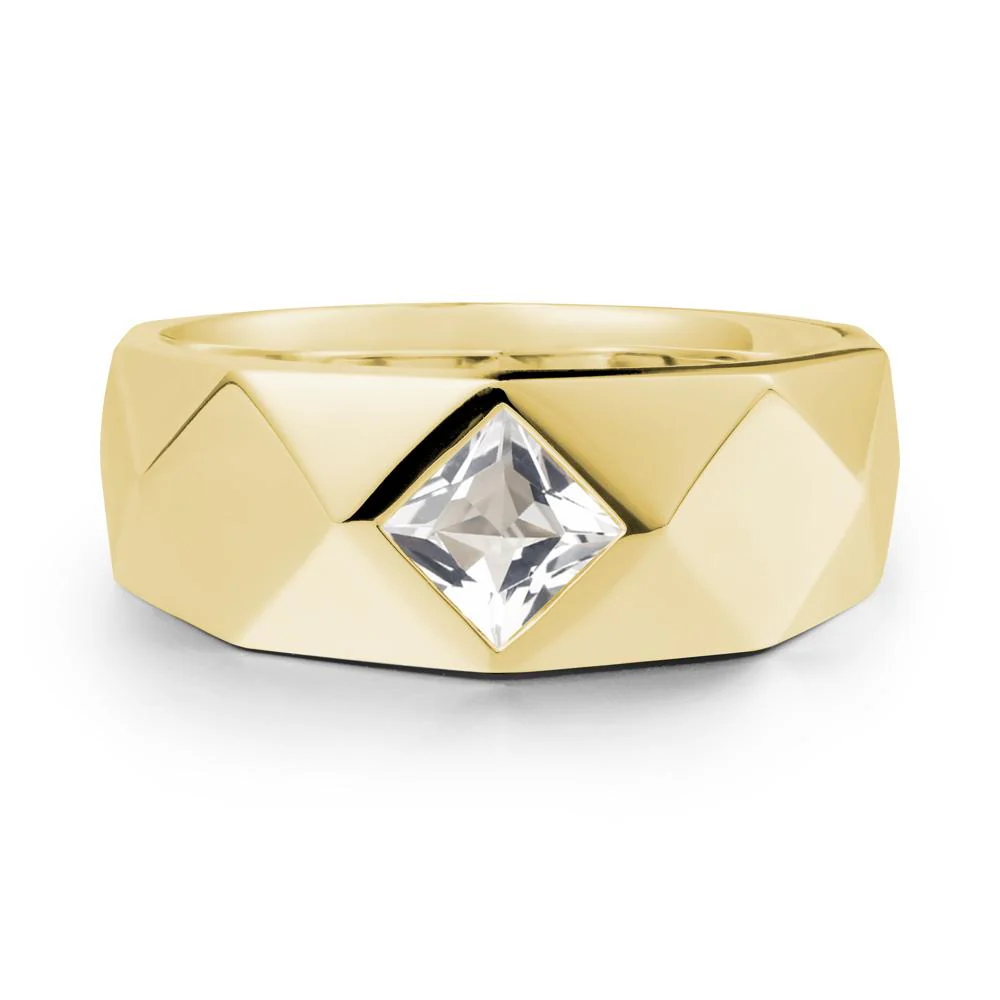 Wide Band Multi-Faceted  White Topaz Ring - Image 7