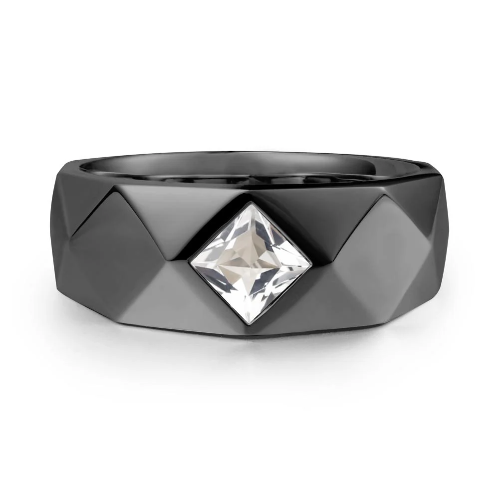 Wide Band Multi-Faceted  White Topaz Ring - Image 8