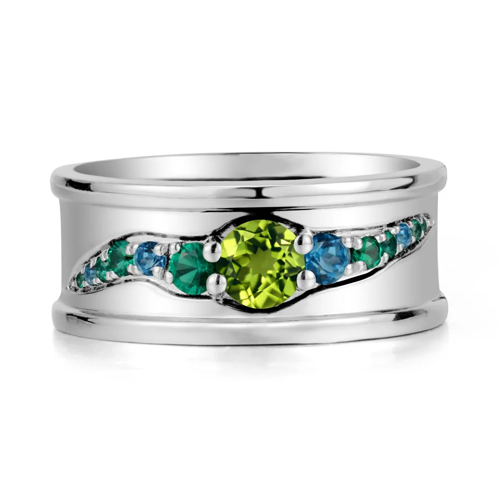 Wide Band Peridot Ring for Men - Image 5