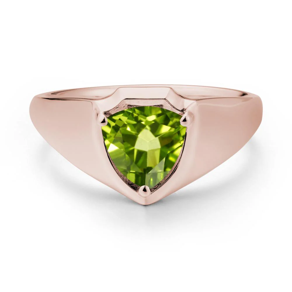 Wide Band Peridot Shield Ring - Image 2