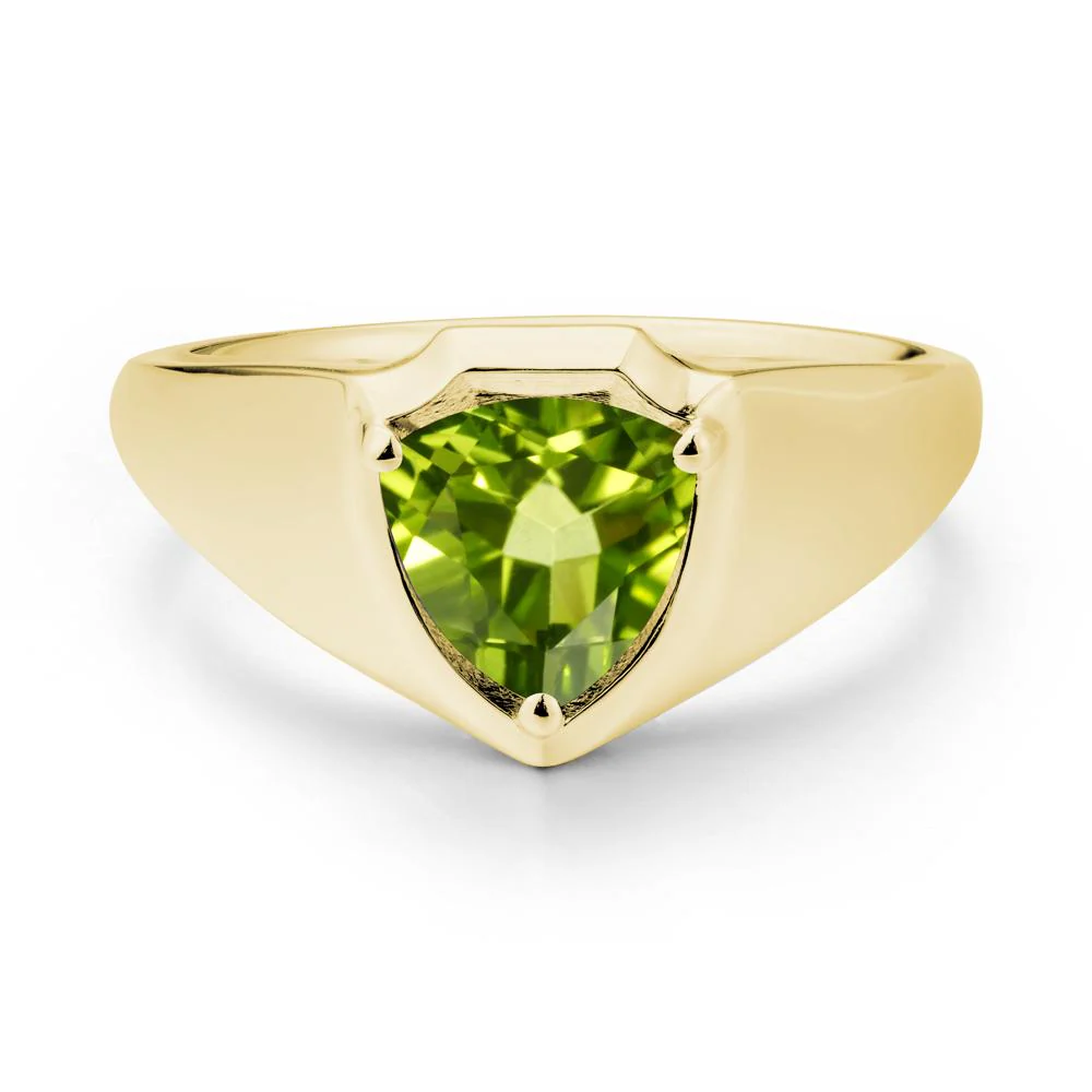 Wide Band Peridot Shield Ring - Image 6