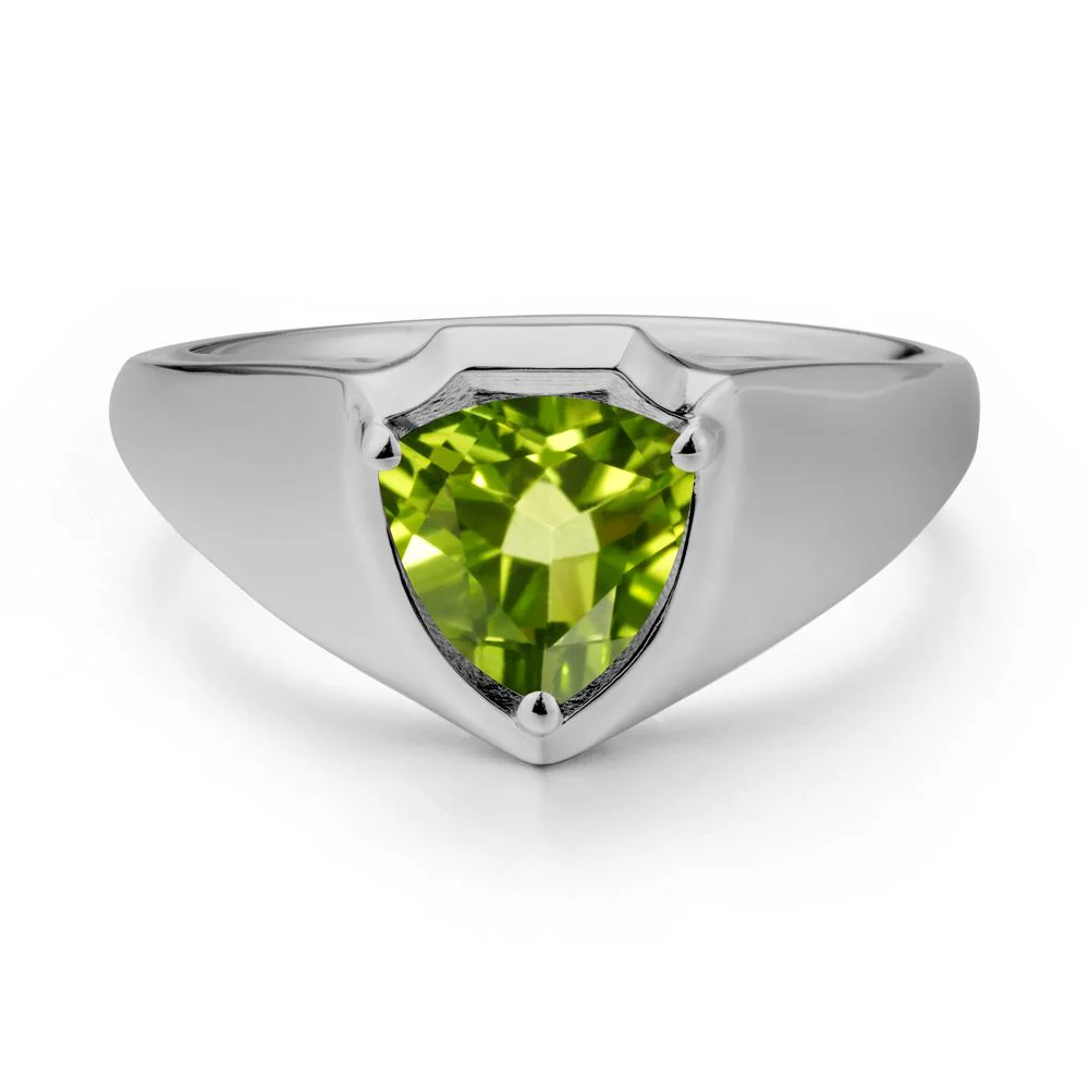 Wide Band Peridot Shield Ring - Image 8