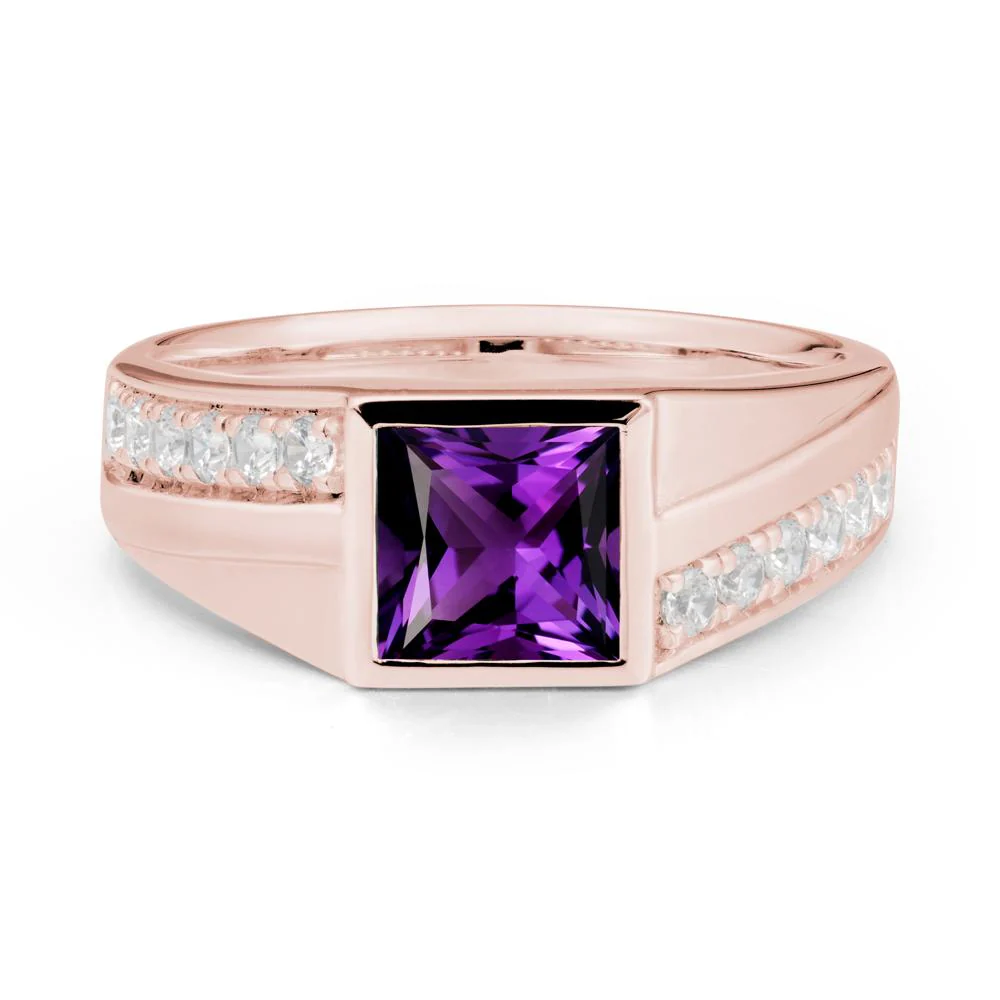 Wide Band Princess Amethyst Ring - Image 4