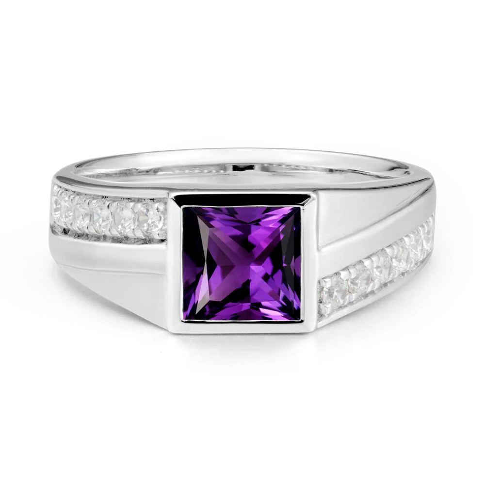 Wide Band Princess Amethyst Ring - Image 5