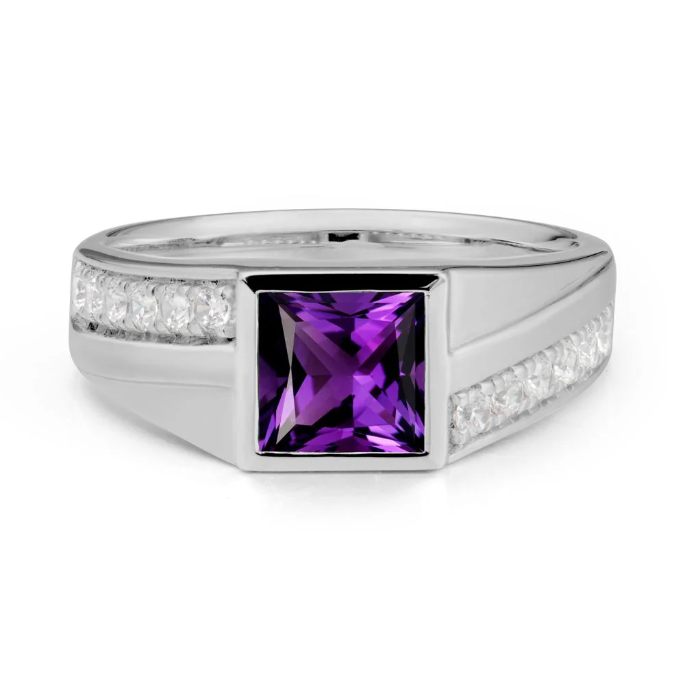Wide Band Princess Amethyst Ring - Image 8