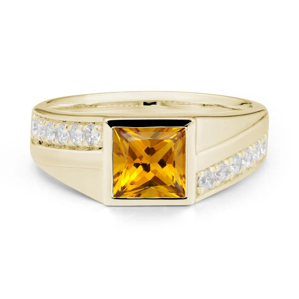 Wide Band Princess Citrine Ring - Image 3