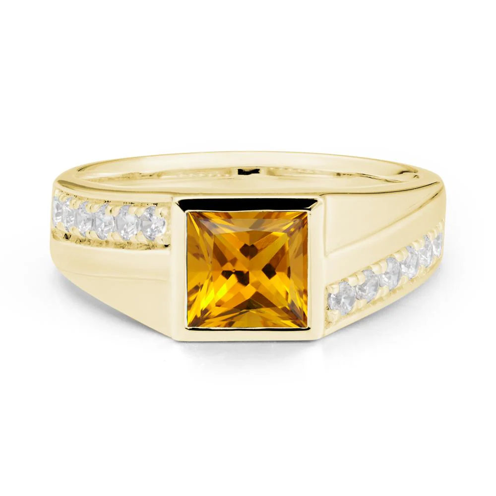 Wide Band Princess Citrine Ring - Image 6