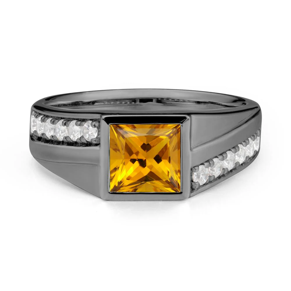 Wide Band Princess Citrine Ring - Image 7