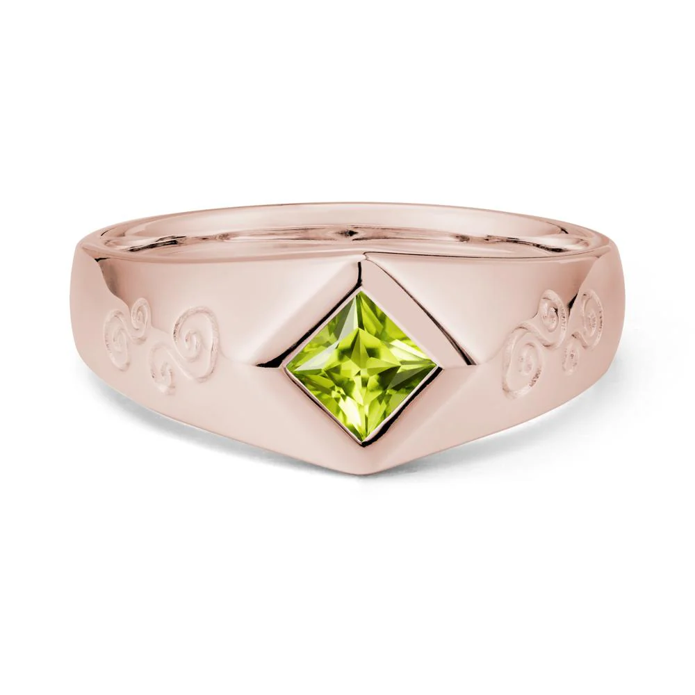 Wide Band Princess Cut Peridot Ring - Image 2