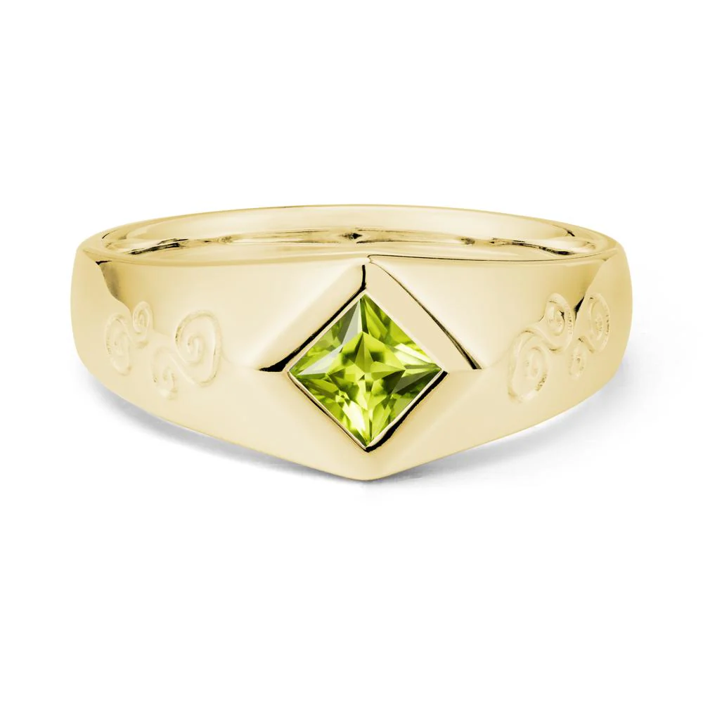 Wide Band Princess Cut Peridot Ring - Image 6