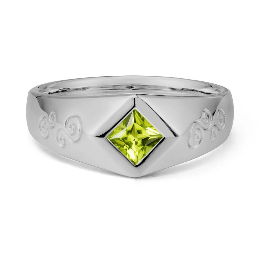 Wide Band Princess Cut Peridot Ring - Image 8