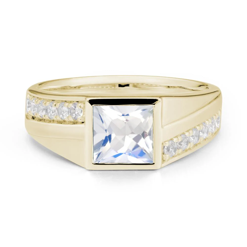 Wide Band Princess Moonstone Ring - Image 4