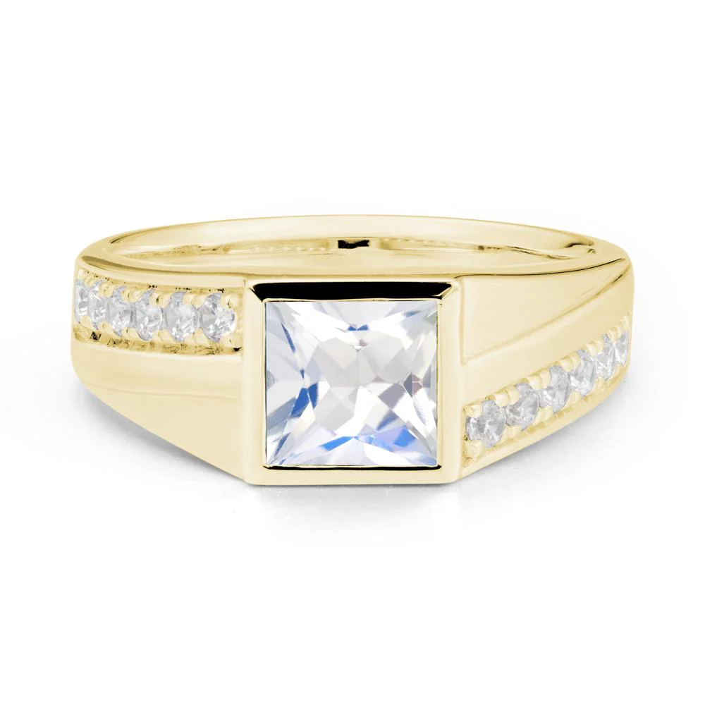 Wide Band Princess Moonstone Ring - Image 7