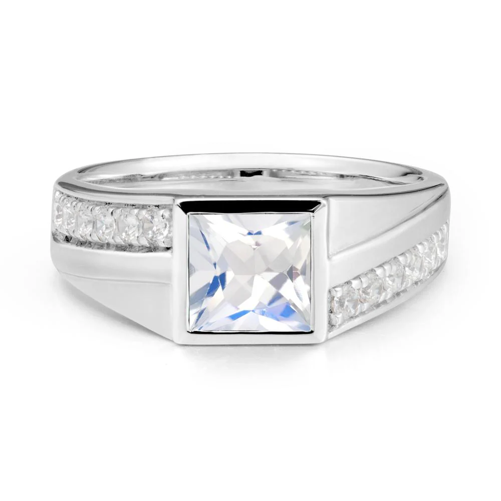 Wide Band Princess Moonstone Ring - Image 9