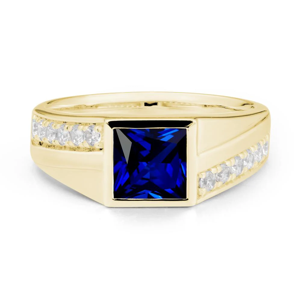 Wide Band Princess Sapphire Ring - Image 6