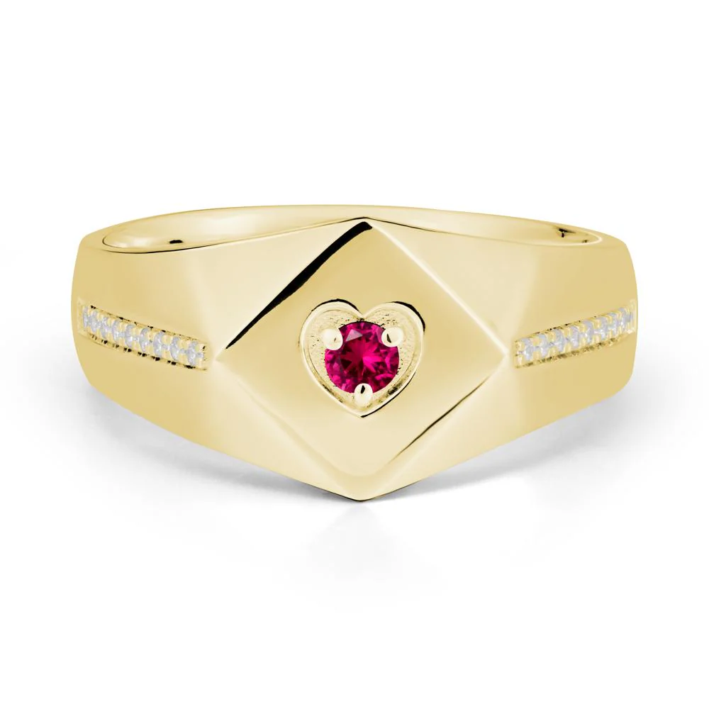 Wide Band Ruby Ring with Pave Accents - Image 7