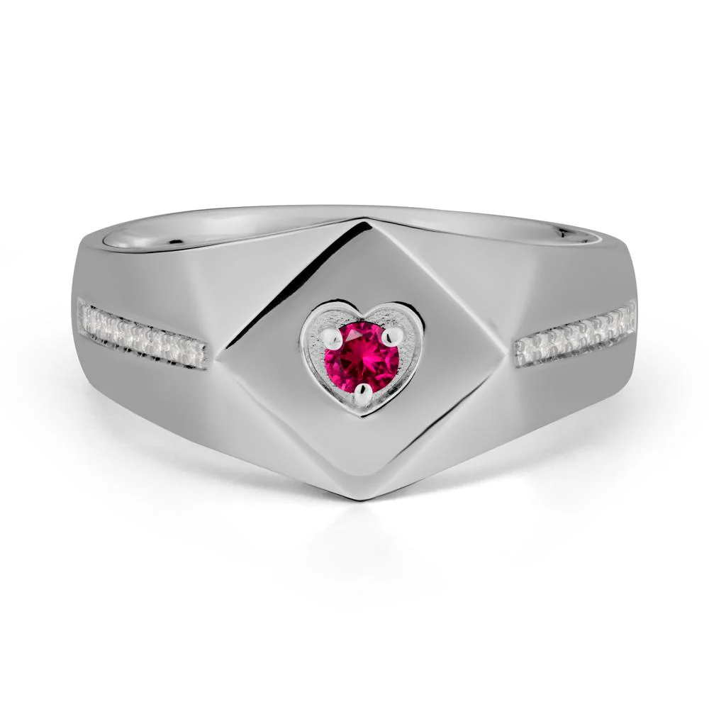 Wide Band Ruby Ring with Pave Accents - Image 9