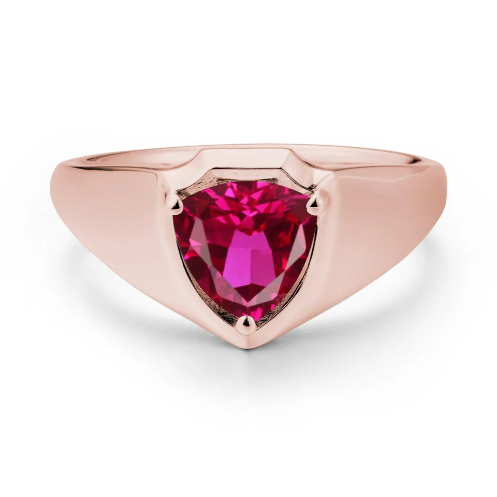 Wide Band Ruby Shield Ring - Image 5