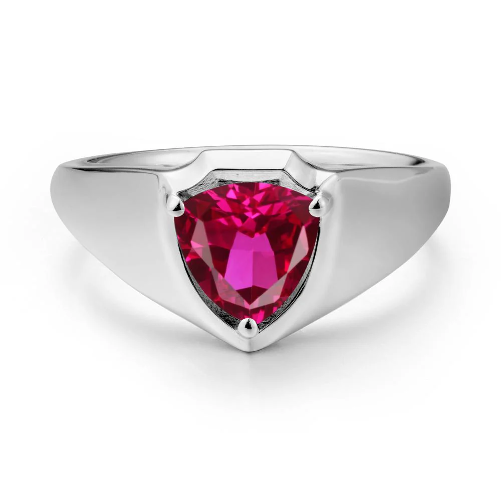 Wide Band Ruby Shield Ring - Image 6