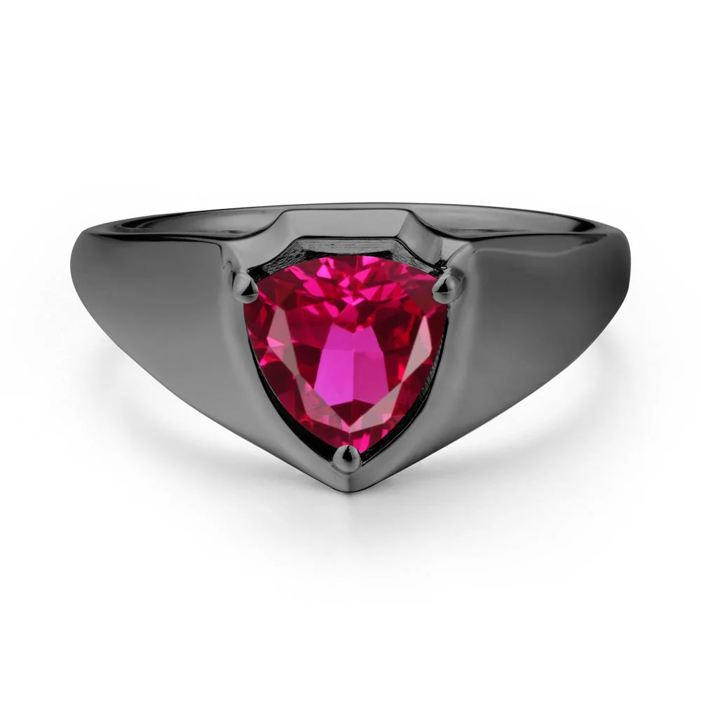 Wide Band Ruby Shield Ring - Image 8