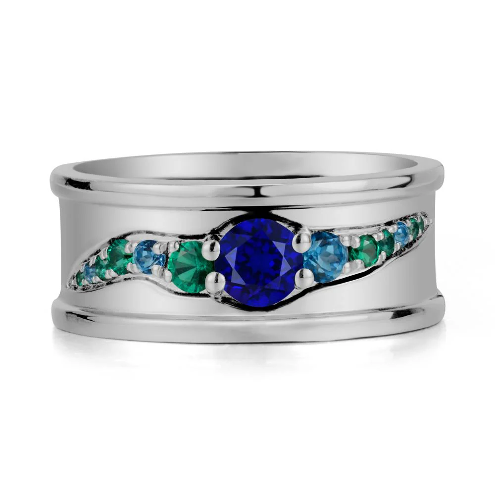 Wide Band Sapphire Ring for Men