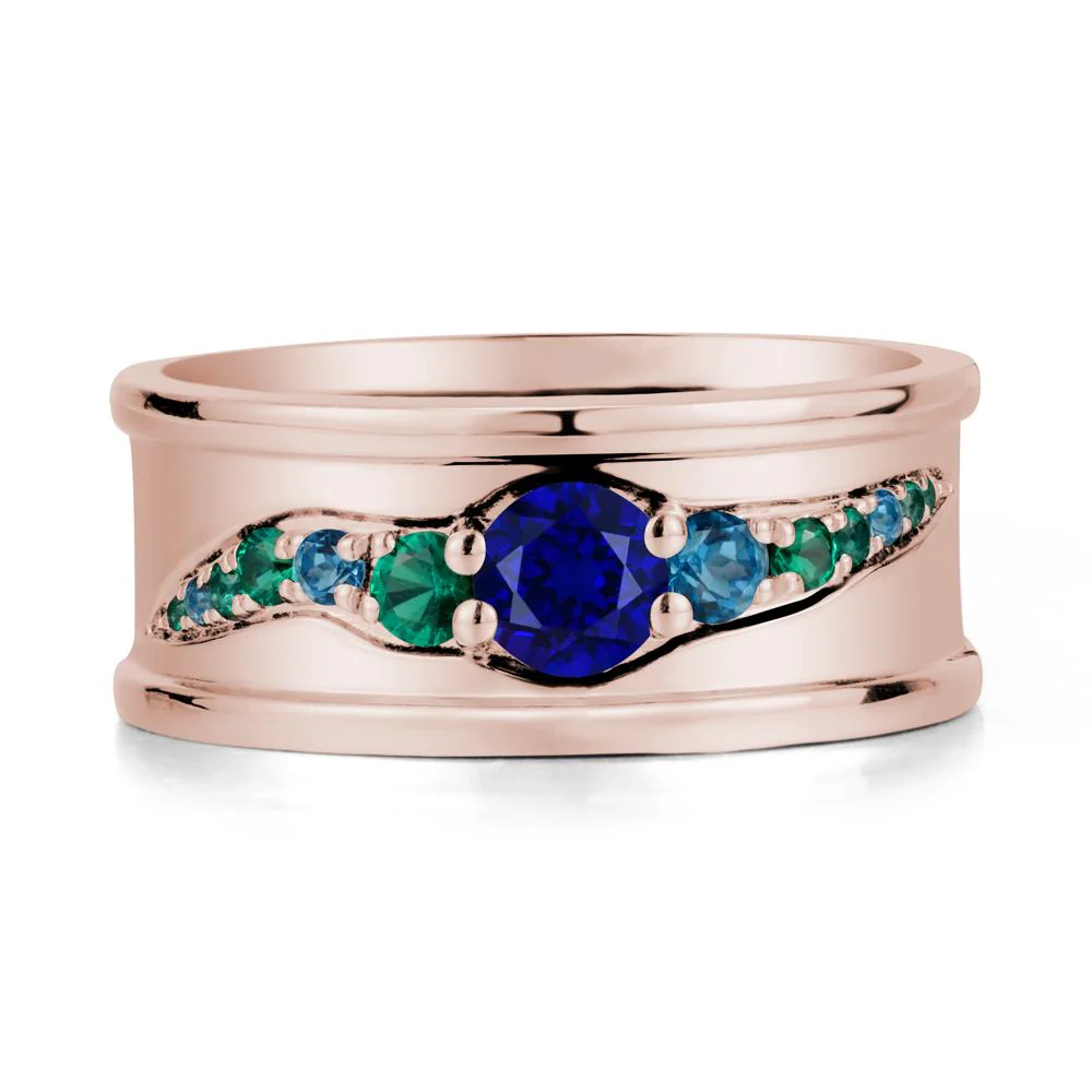 Wide Band Sapphire Ring for Men - Image 2