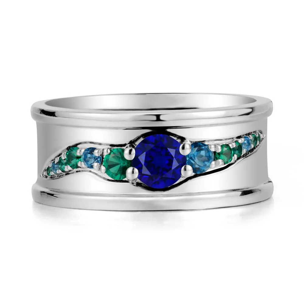Wide Band Sapphire Ring for Men - Image 6