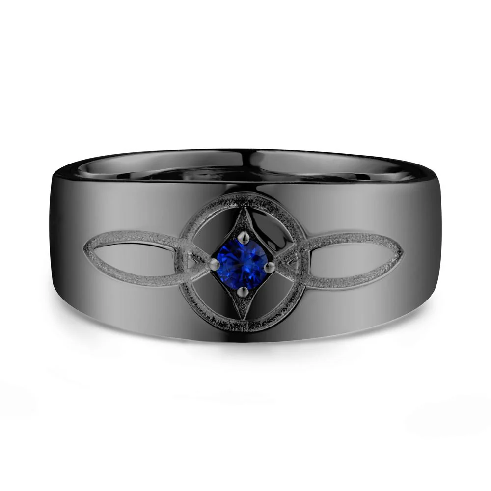 Wide Band Sapphire Ring with Celtic Knot - Image 8