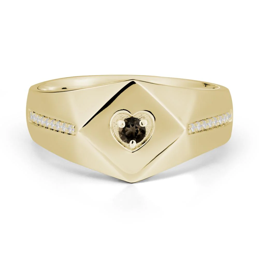 Wide Band Smoky Quartz Ring with Pave Accents - Image 4
