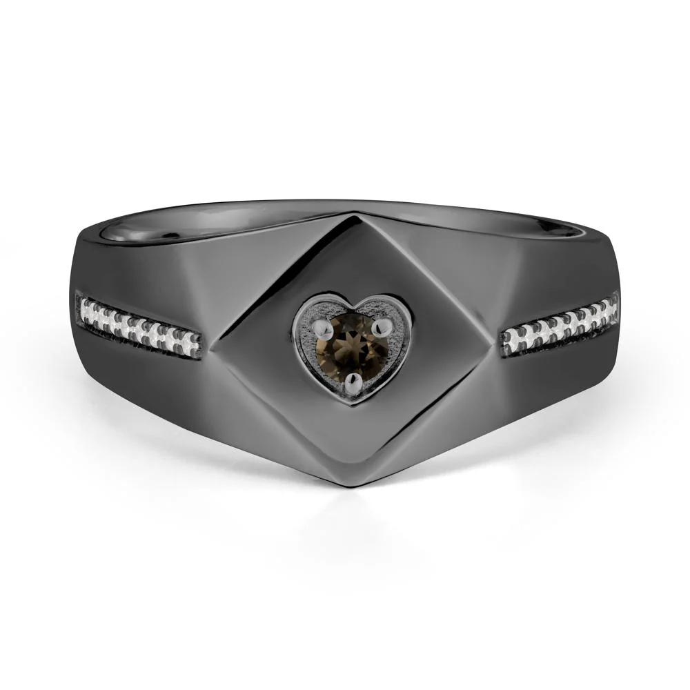 Wide Band Smoky Quartz Ring with Pave Accents - Image 8