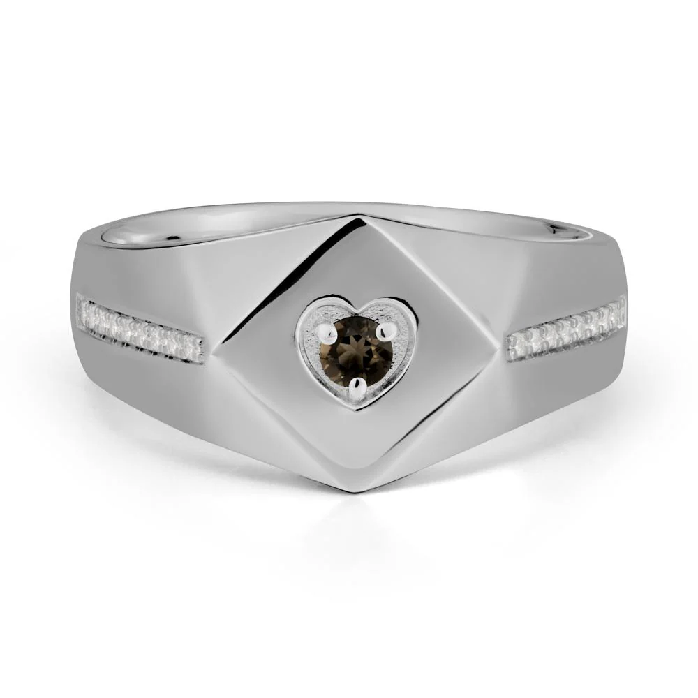Wide Band Smoky Quartz Ring with Pave Accents - Image 9