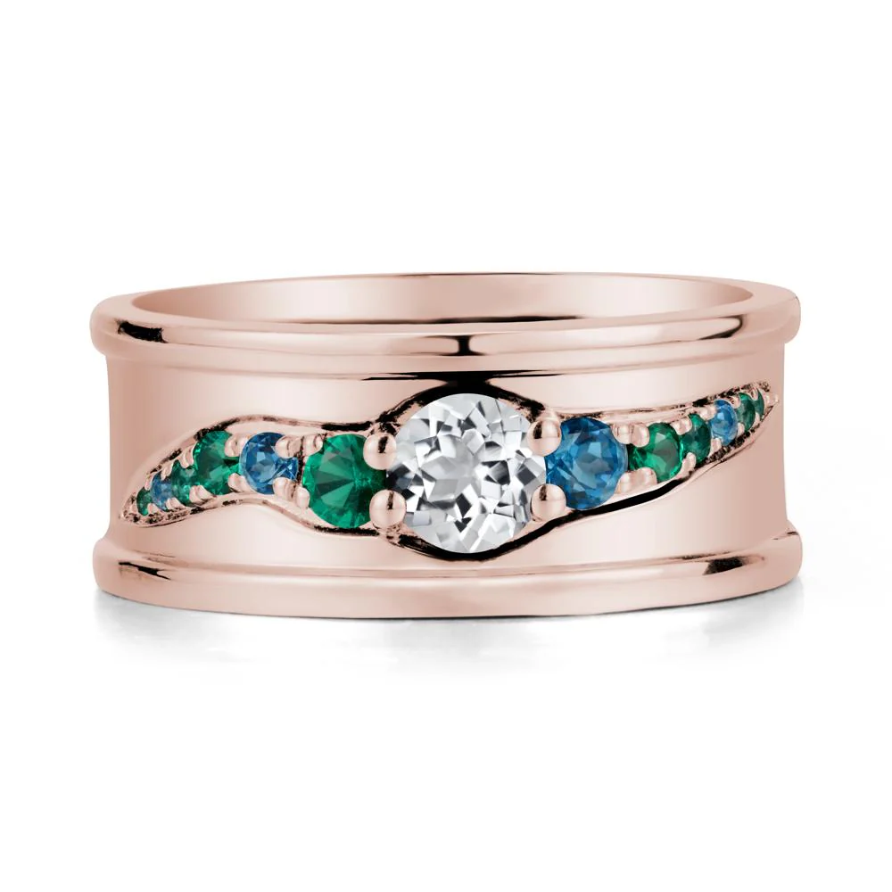 Wide Band White Topaz Ring for Men - Image 2