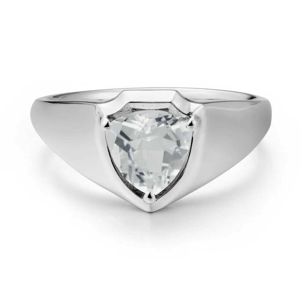 Wide Band White Topaz Shield Ring - Image 5