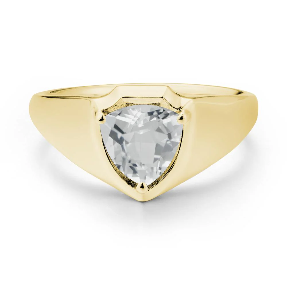 Wide Band White Topaz Shield Ring - Image 6