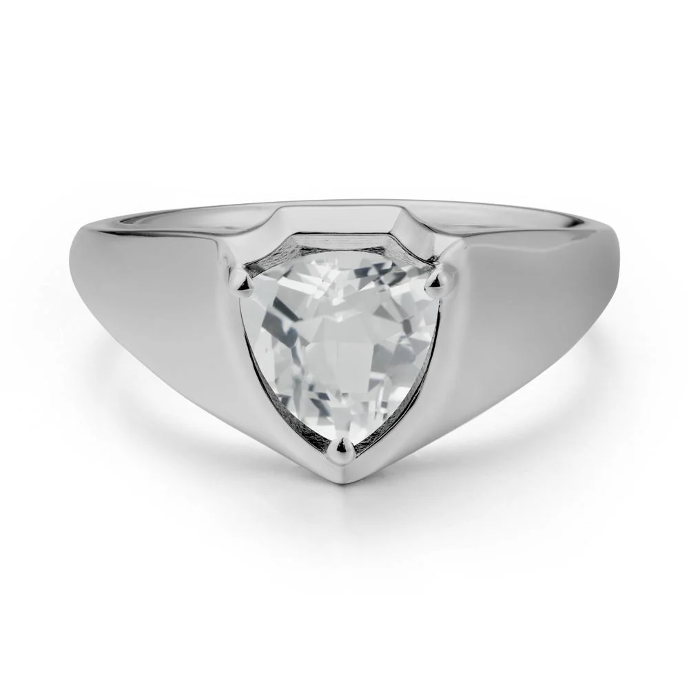 Wide Band White Topaz Shield Ring - Image 8