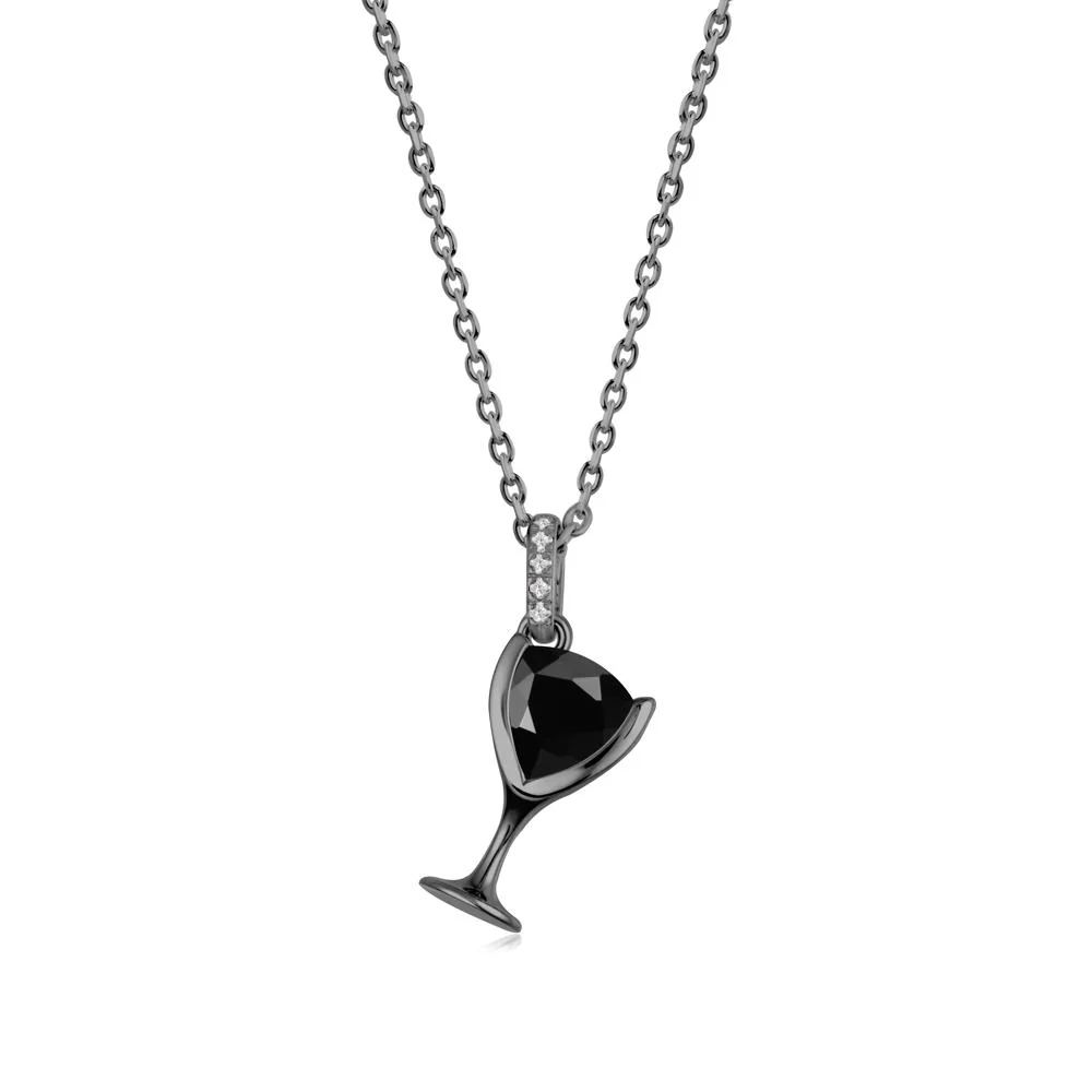 Wine Glass Inspired Black Spinel Pendant - Image 8