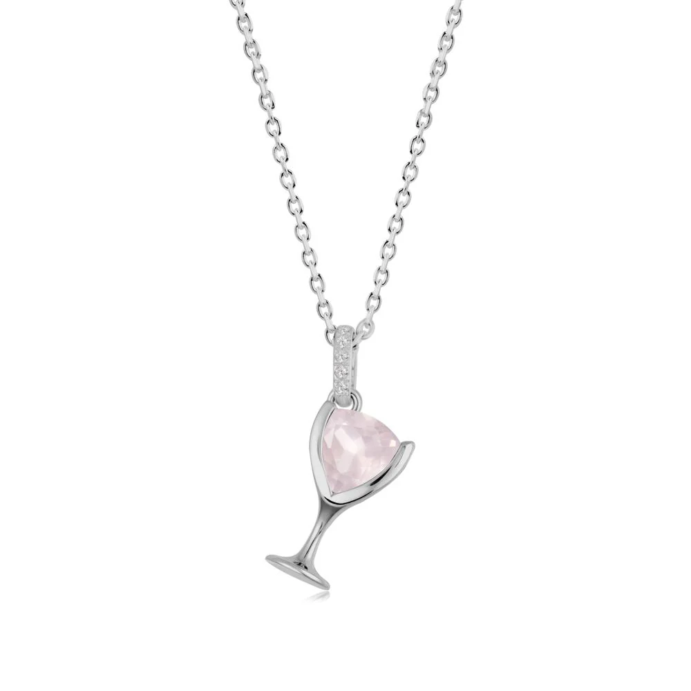 Wine Glass Inspired Rose Quartz Pendant