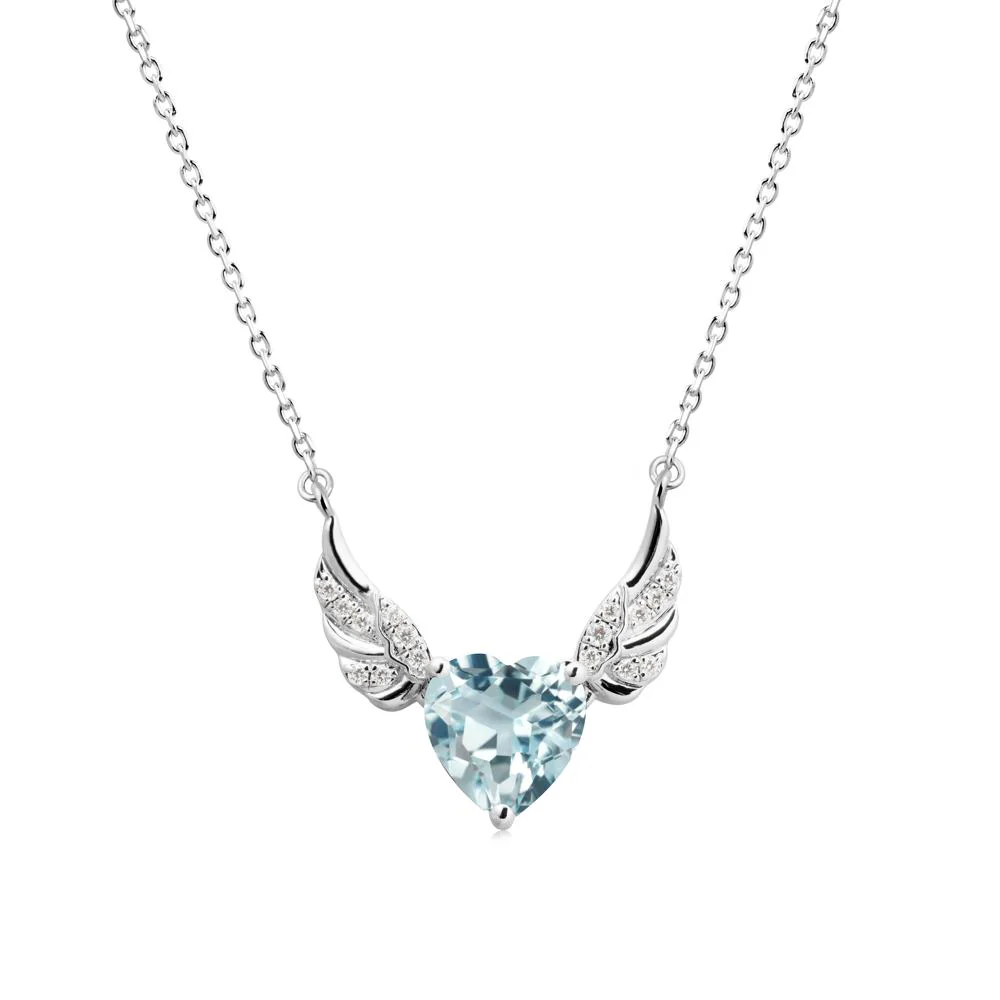 Winged Heart Shaped Aquamarine Pendant - Image 2