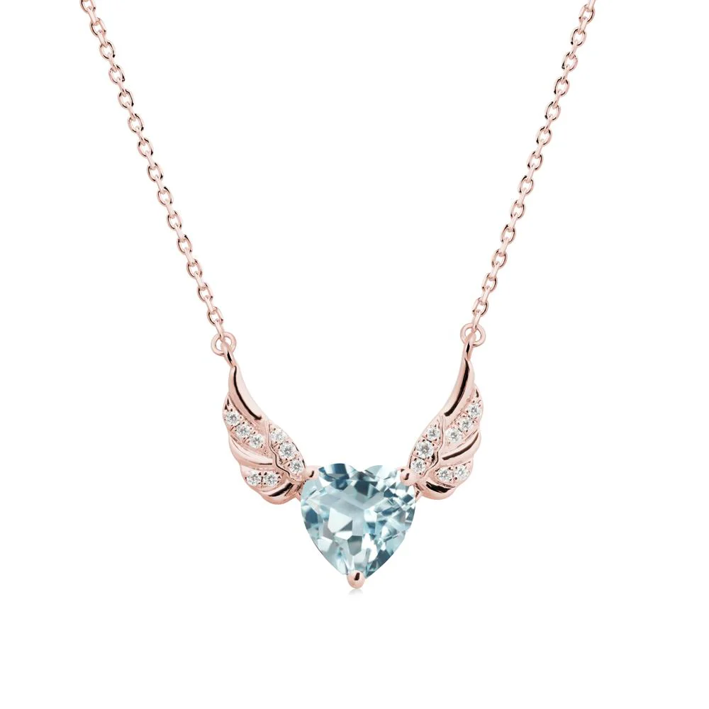 Winged Heart Shaped Aquamarine Pendant - Image 4