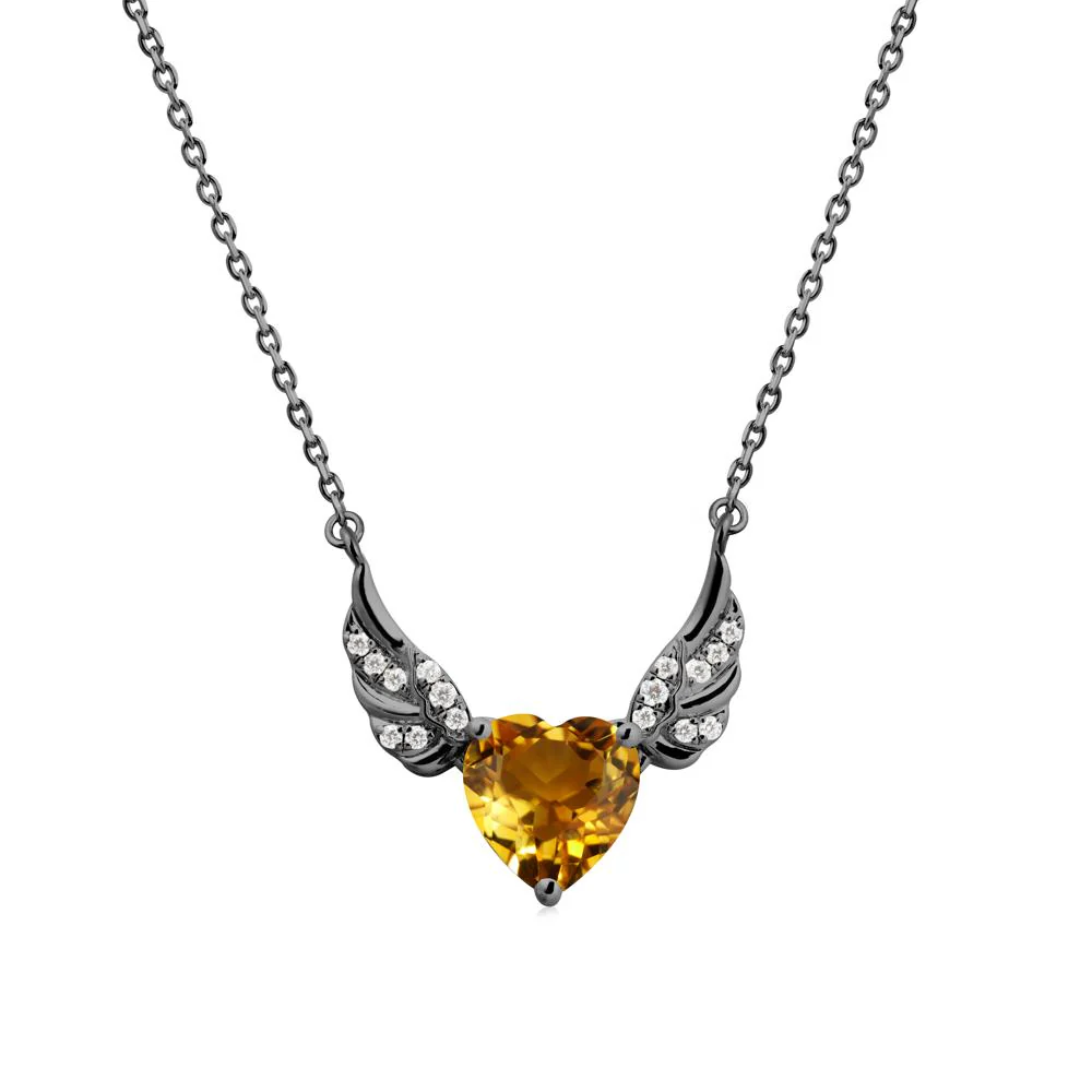 Winged Heart Shaped Citrine Pendant