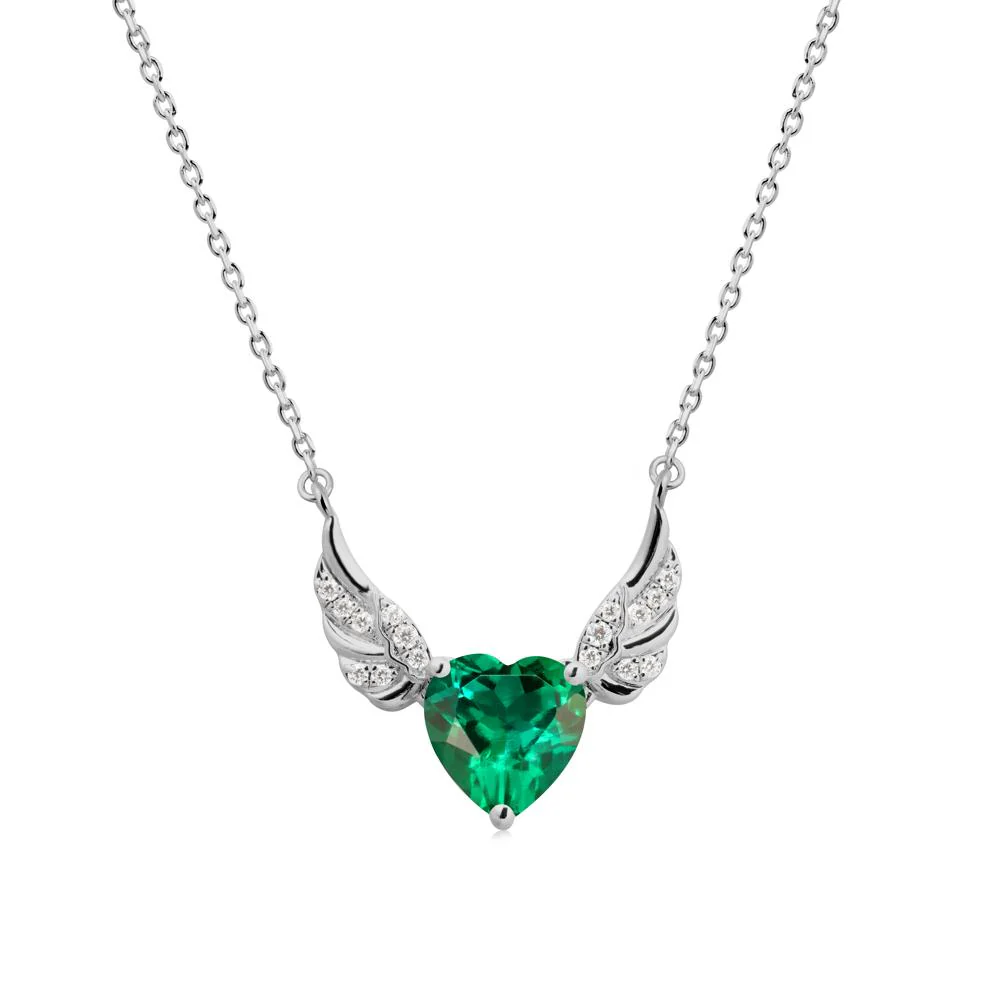 Winged Heart Shaped Emerald Pendant